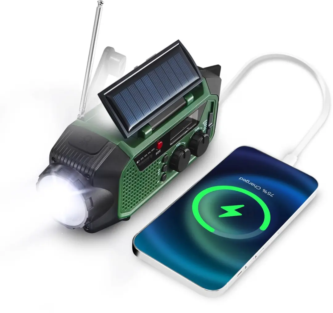 Camry CR1919 Noodradio - Zwart-Groen - 4000mAh Powerbank - afbeelding 4 van 6