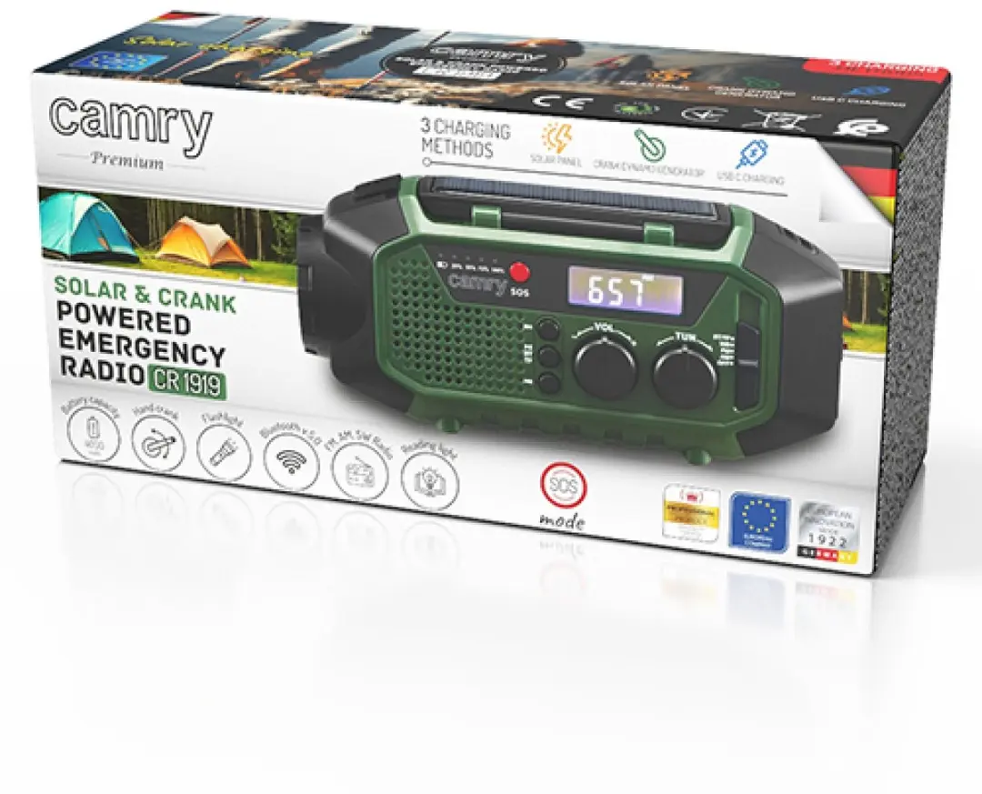 Camry CR1919 Noodradio - Zwart-Groen - 4000mAh Powerbank - afbeelding 5 van 6