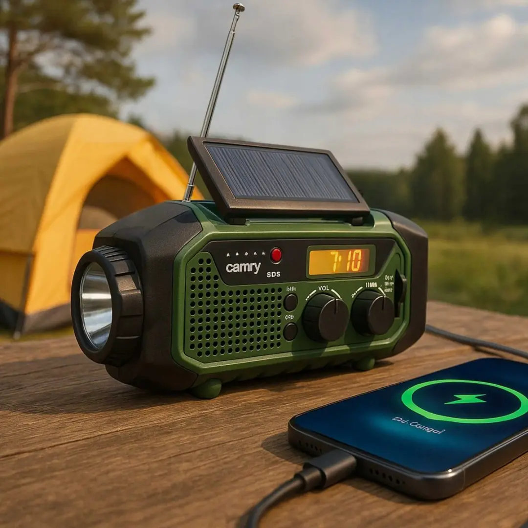 Camry CR1919 Noodradio - Zwart-Groen - 4000mAh Powerbank - afbeelding 3 van 6