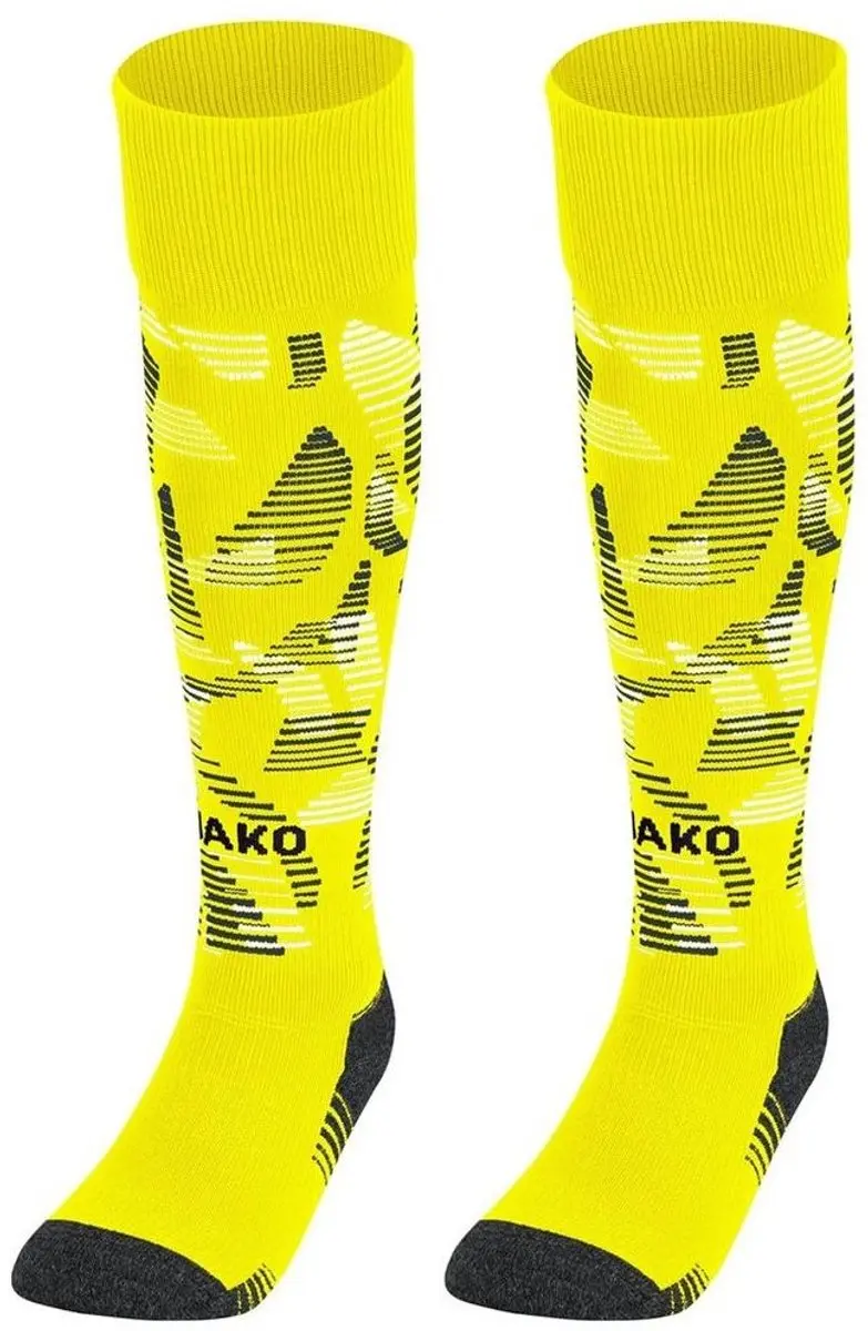Jako Sonic Voetbalkousen - Fluogeel/Zwart/Wit - Maat 35-38