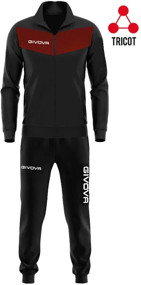 Givova Visa Trainingspak XXL - Zwart/Bordeaux