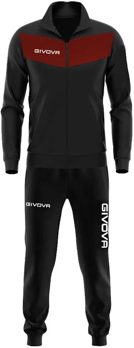 Givova Visa Trainingspak XXL - Zwart/Bordeaux