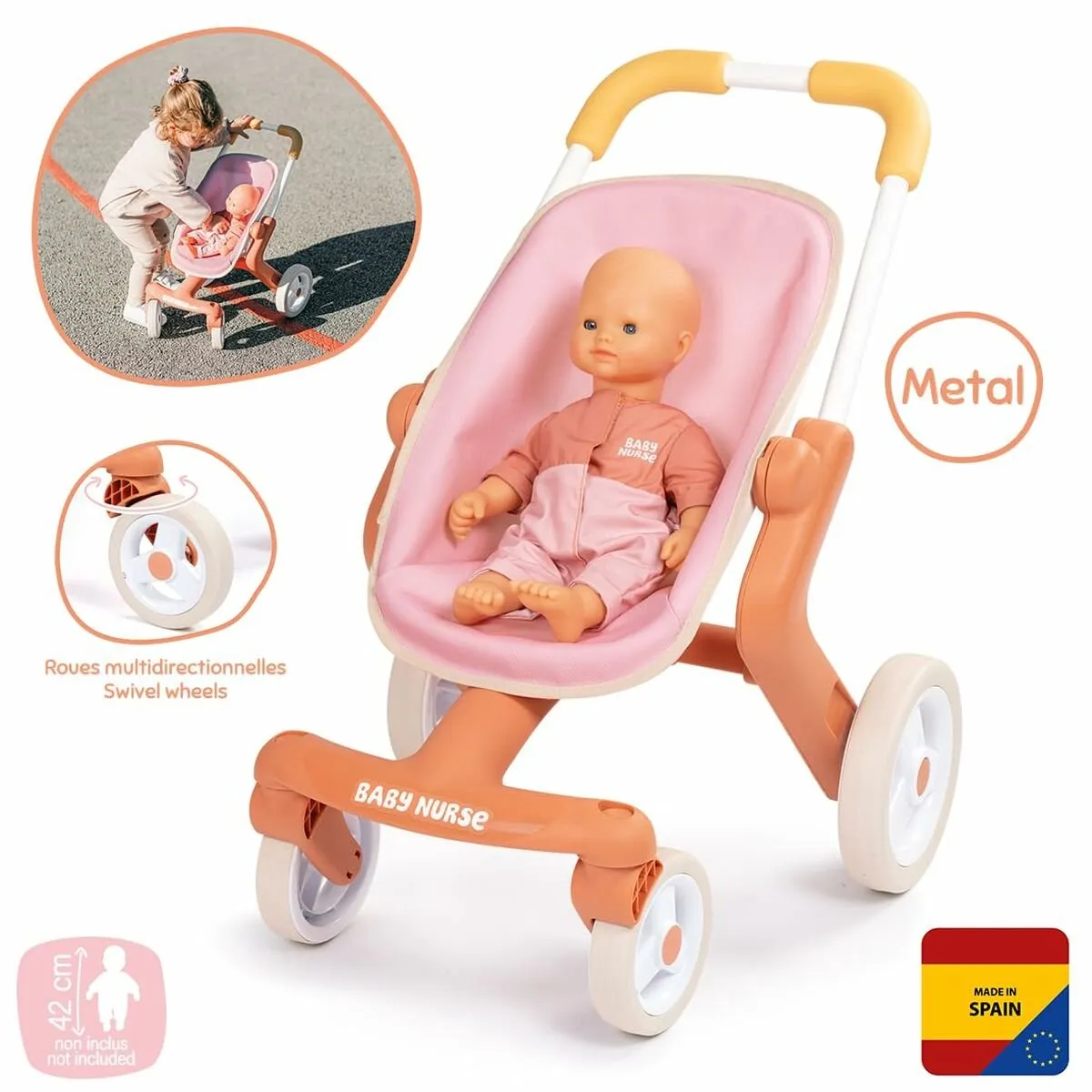 Smoby Baby Nurse Buggy Poppenwagen 7600251224 - Multi kleuren