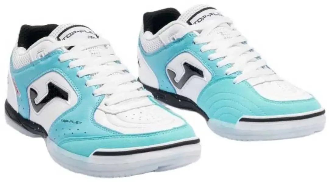 Joma Top Flex Zaalschoenen - 42.5 - Wit/Turquoise - afbeelding 2 van 4