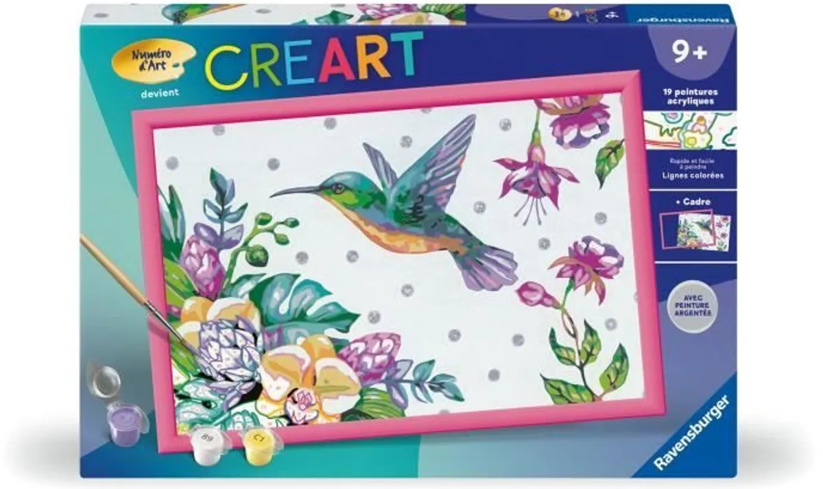 Ravensburger CreArt Kids Kolibrie & Bloemen Schilderkit 31x21cm - 20 Verfpotjes