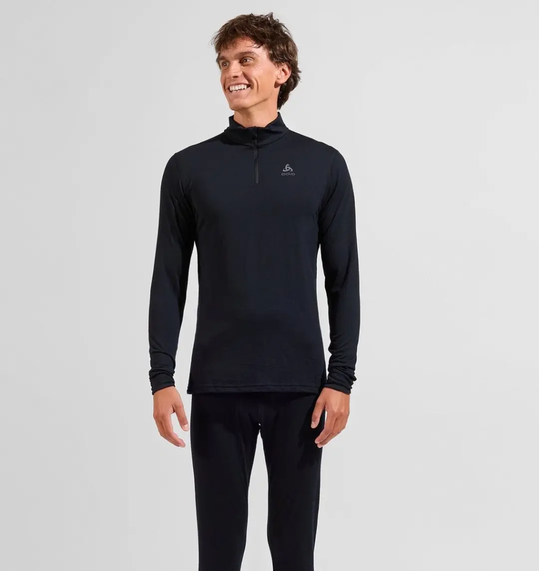 ODLO Natural Merino 200 Half Zip Thermoshirt M - Zwart