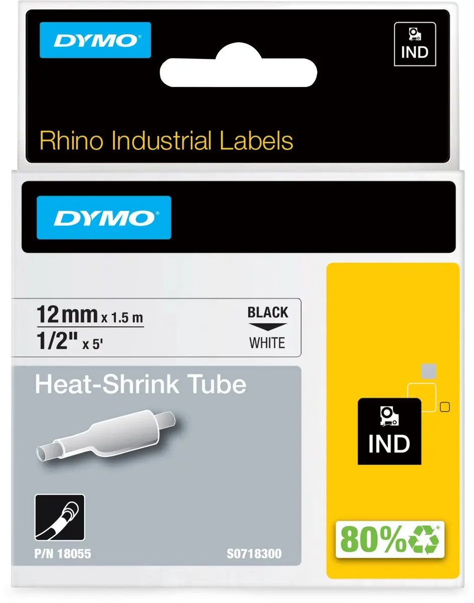 DYMO Rhino S0718300 Heat-Shrink Labels 12mm x 1,5m