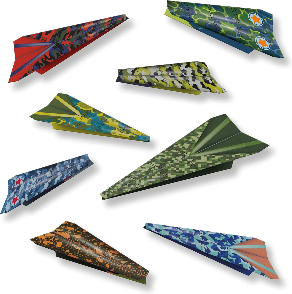 SES Creative Papieren Vliegtuigjes Knutselset - 8 Stuks
