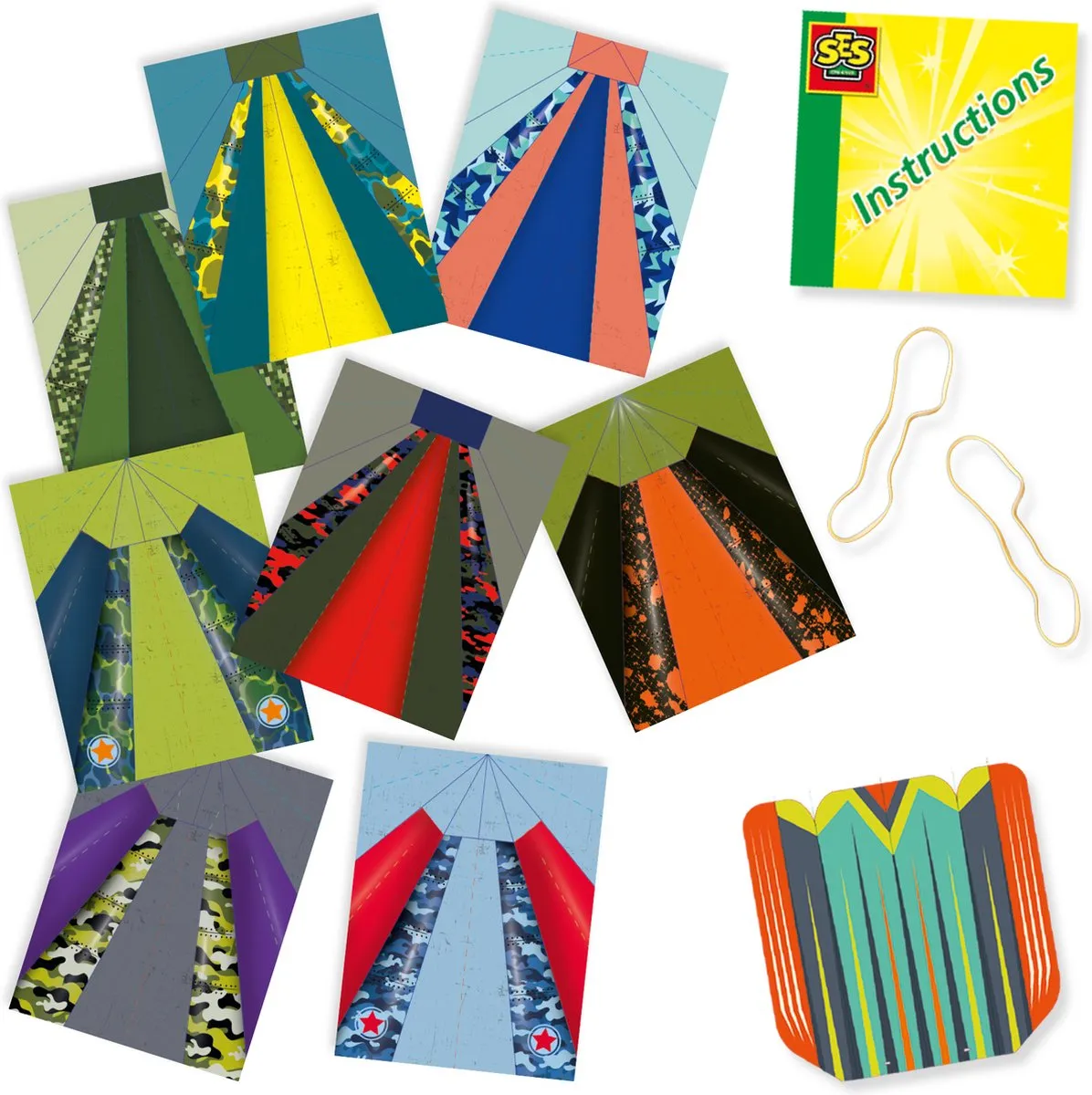 SES Creative Papieren Vliegtuigjes Knutselset - 8 Stuks