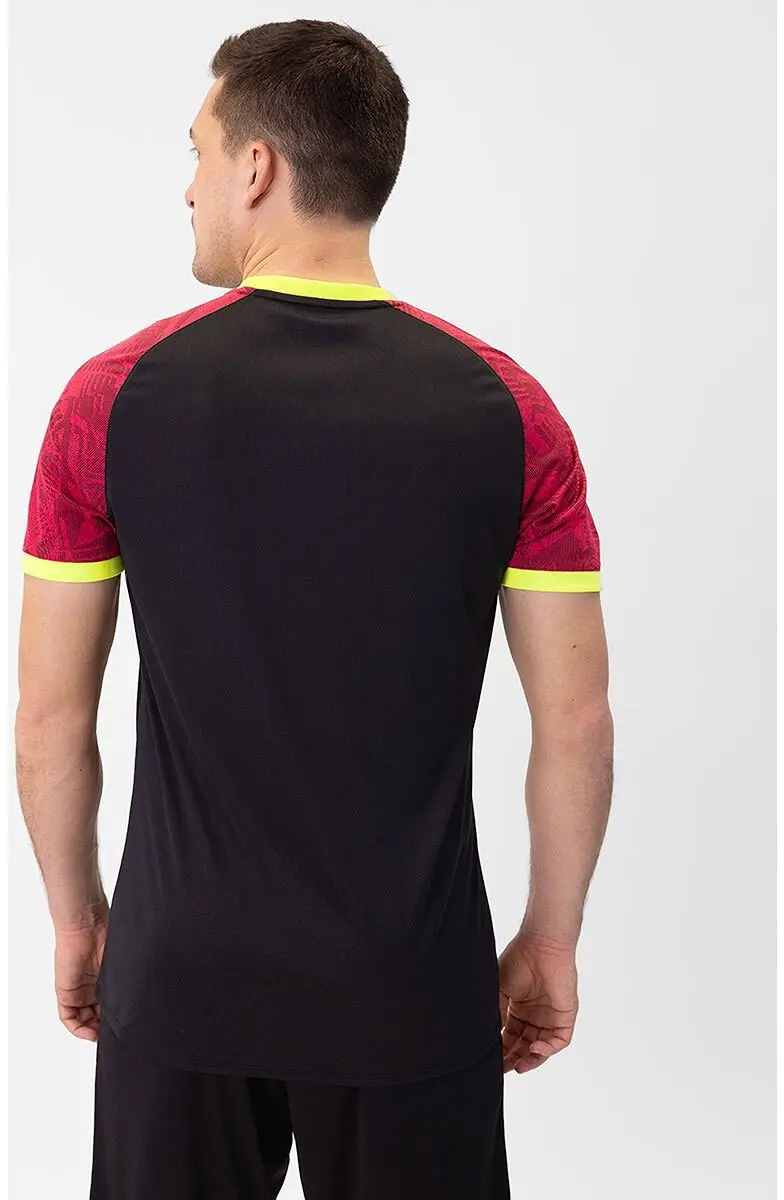 Jako Iconic Shirt Korte Mouw Heren - Zwart/Pink/Fluogeel L