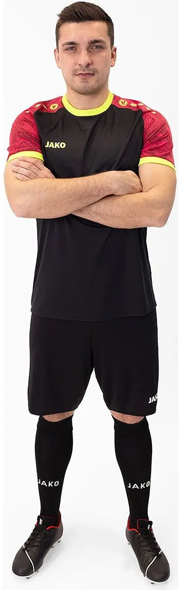 Jako Iconic Shirt Korte Mouw Heren - Zwart/Pink/Fluogeel L