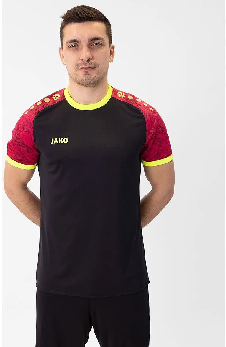 Jako Iconic Shirt Korte Mouw Heren - Zwart/Pink/Fluogeel L