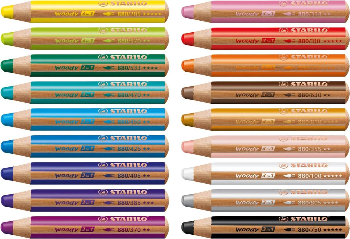 STABILO Woody 3-in-1 Multi Talent Kleurpotloodset 18 Stuks - Assorti
