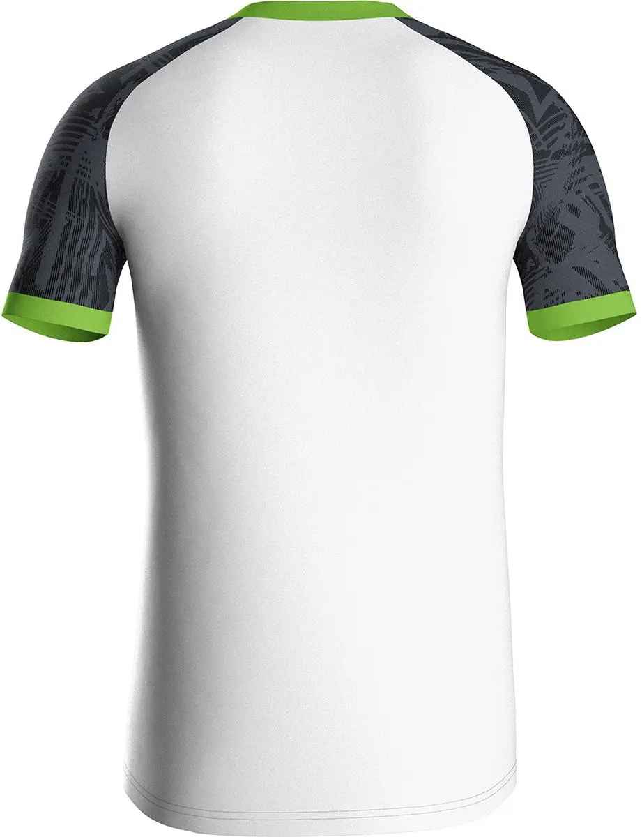 Jako Iconic Shirt Korte Mouw Heren - L - Wit/Zwart/Fluo Groen