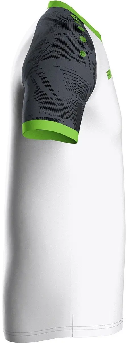 Jako Iconic Shirt Korte Mouw Heren - L - Wit/Zwart/Fluo Groen