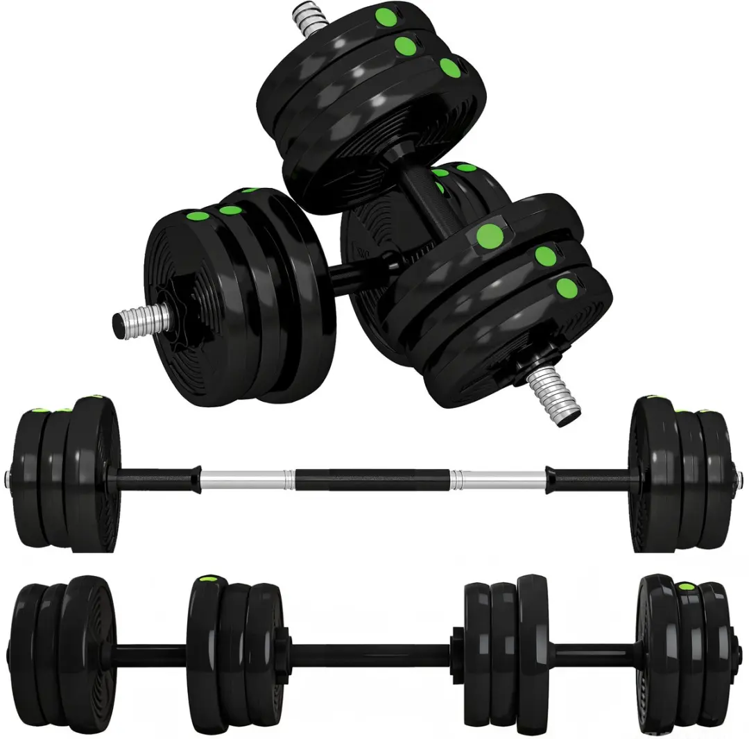 SPORTNOW Halterstang Set Staal, Kunststof 105L x 20B x 20H cm Zwart+Groen