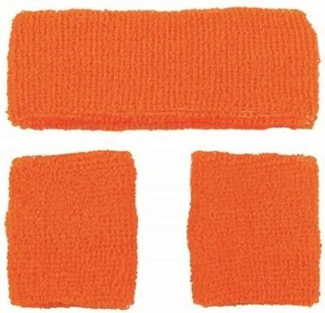 Zweetbanden set neon oranje