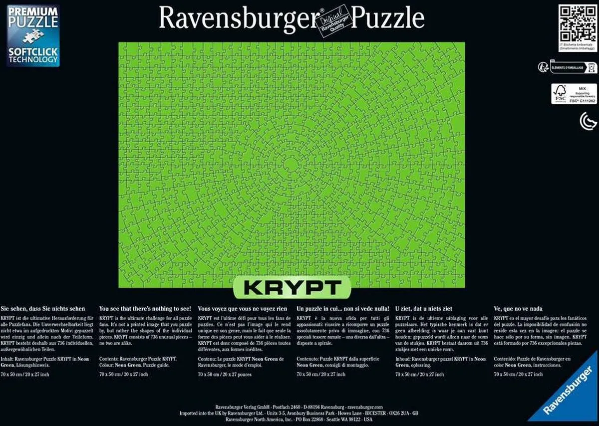 Ravensburger Krypt Neon Green Legpuzzel 736 Stuks