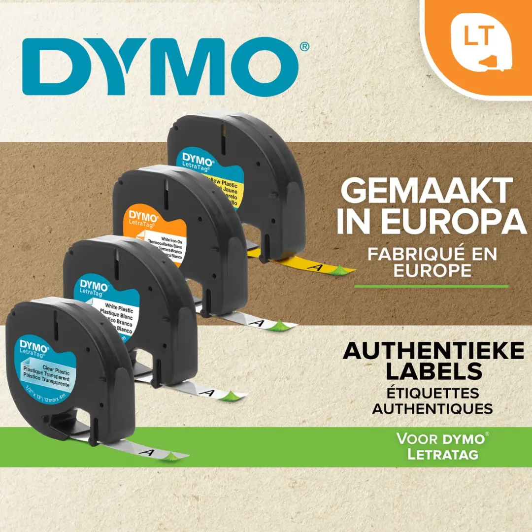 DYMO LetraTag S0721630 Zelfklevende Labels - 12mm x 4m - Zwart/Rood