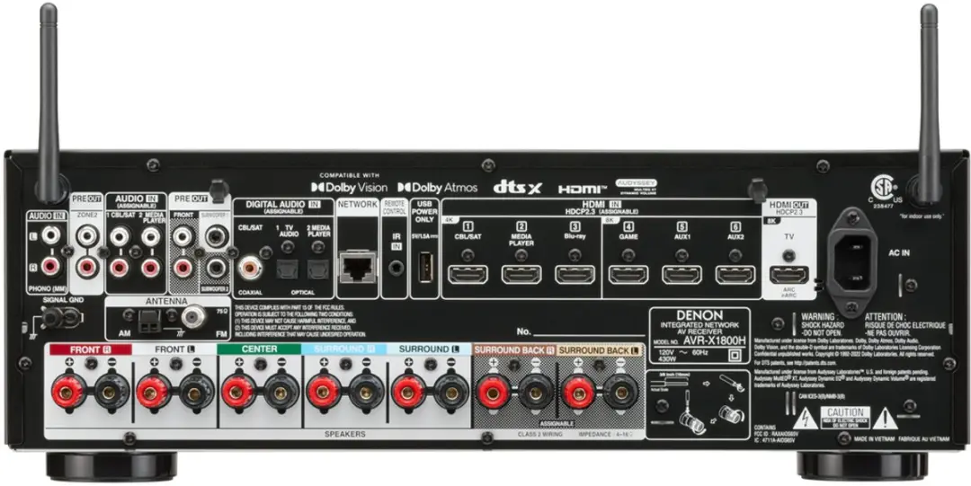 Denon AVR-X1800H AV-ontvanger 7.2 - 145W - 8K HDMI - Zwart - afbeelding 3 van 6