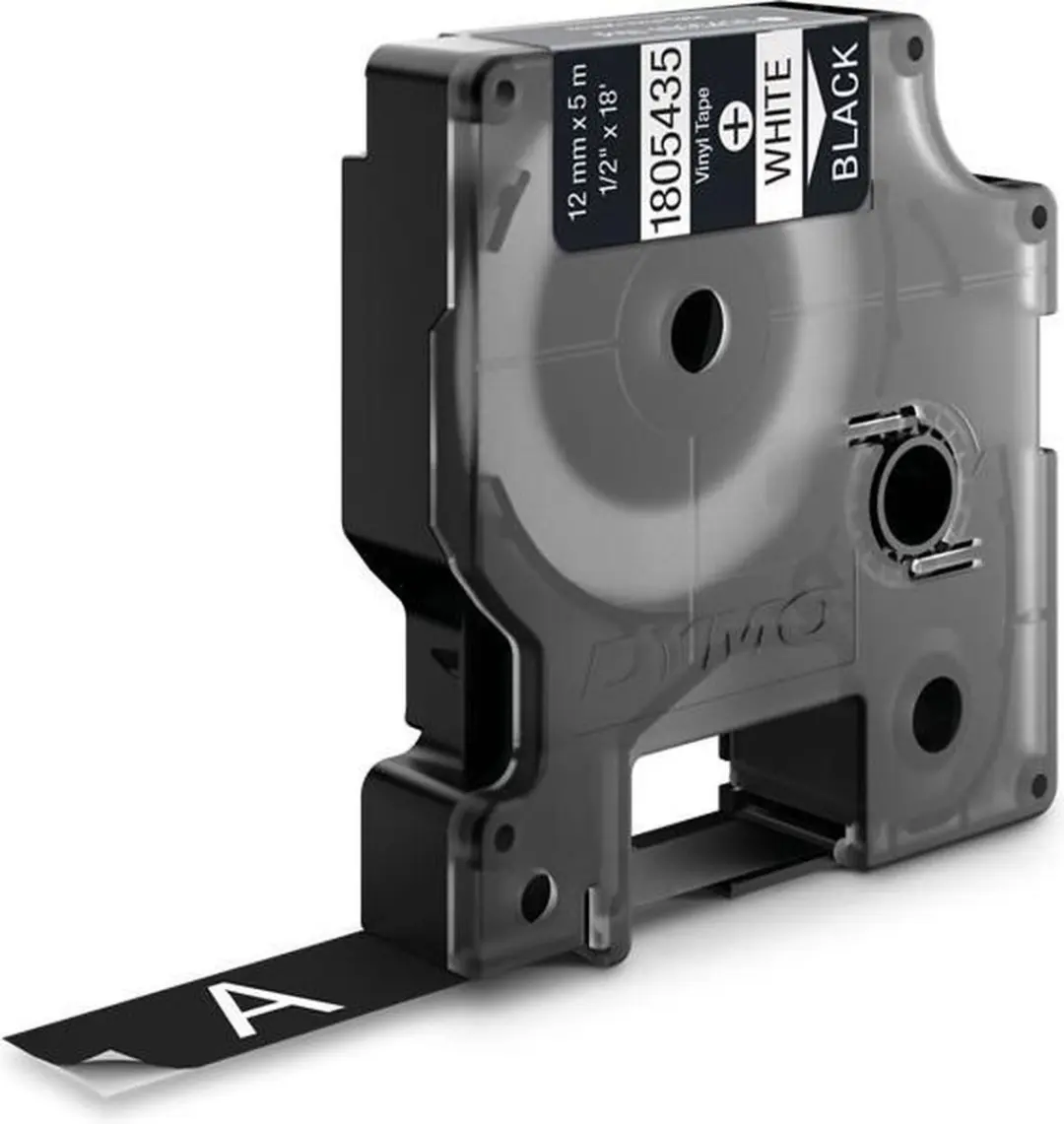 DYMO Rhino 1805435 Zelfklevende Labels 12mm x 5,5m - Wit op Zwart