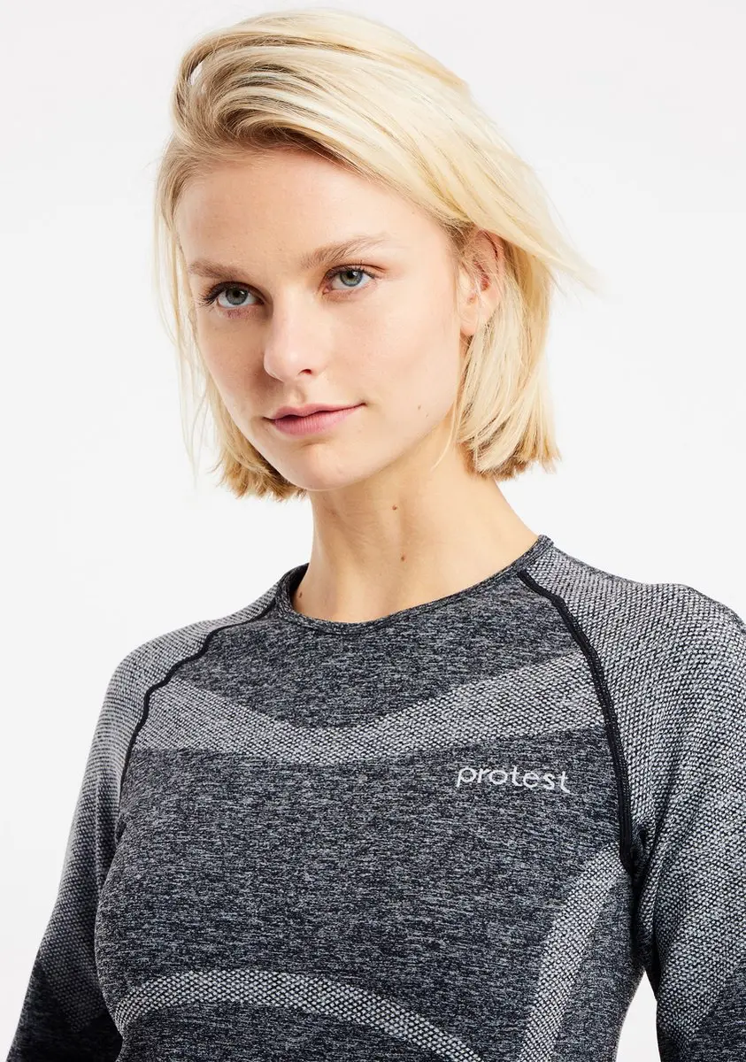 Protest PRTKombu Thermoshirt Dames Lange Mouw - M/L - Dark Grey Melee - afbeelding 6 van 6