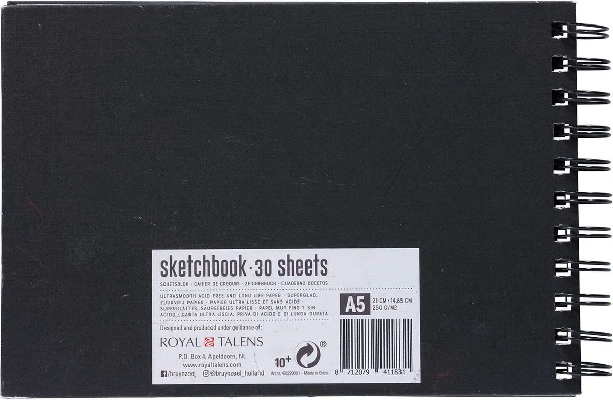 Bruynzeel Schetsboek A5 Zwart - 80 Pagina's