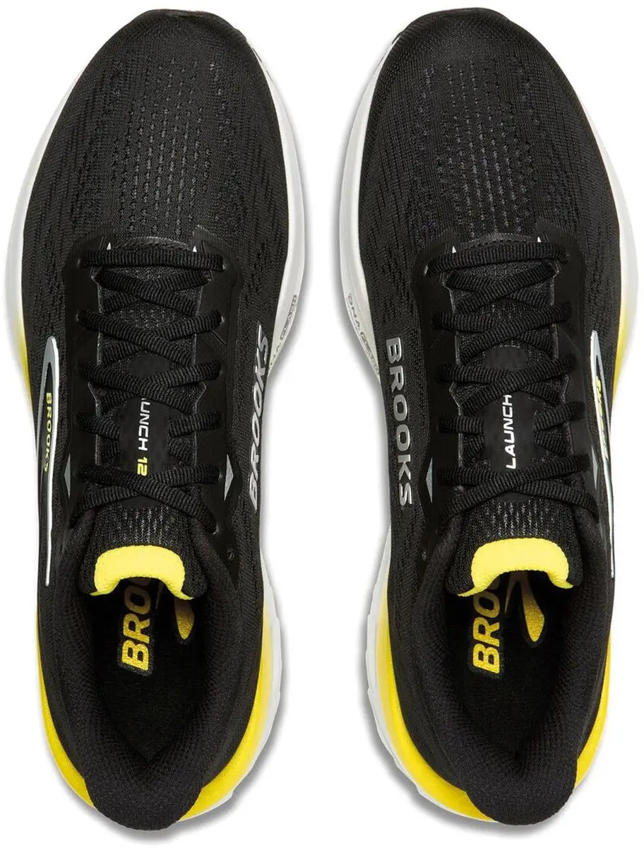 Brooks Launch 12 Heren Hardloopschoenen - 42 - Zwart/Wit/Geel - afbeelding 6 van 6