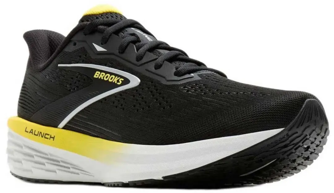 Brooks Launch 12 Heren Hardloopschoenen - 42 - Zwart/Wit/Geel - afbeelding 3 van 6