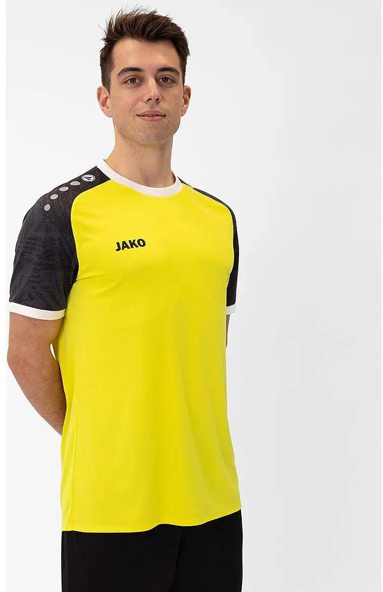JAKO Iconic Shirt Korte Mouw Heren - Zachtgeel/Zwart S