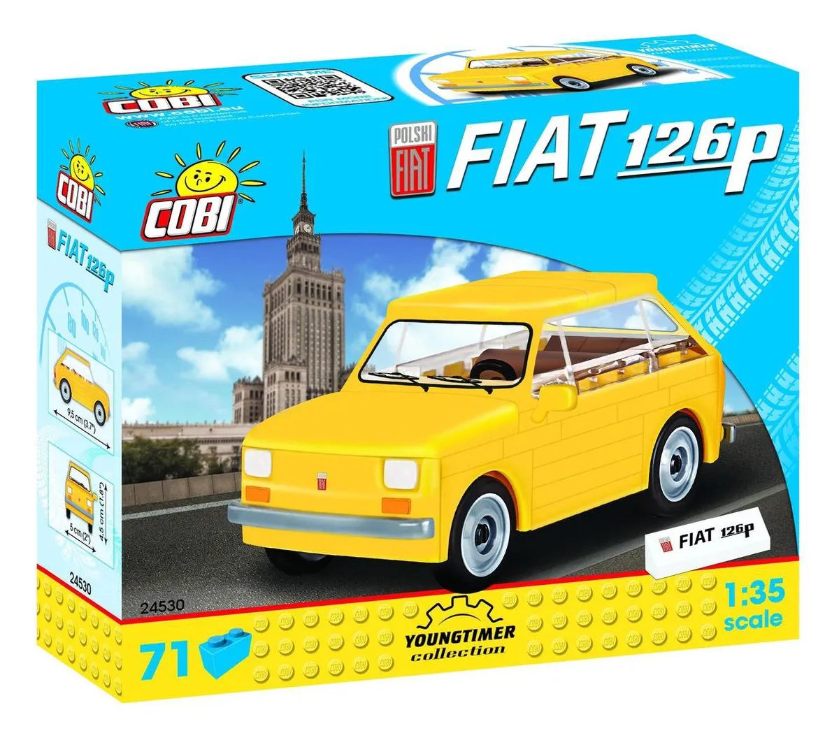 Cobi Youngtimer Fiat 126p Bouwpakket 1:35 - Geel - 71-delig