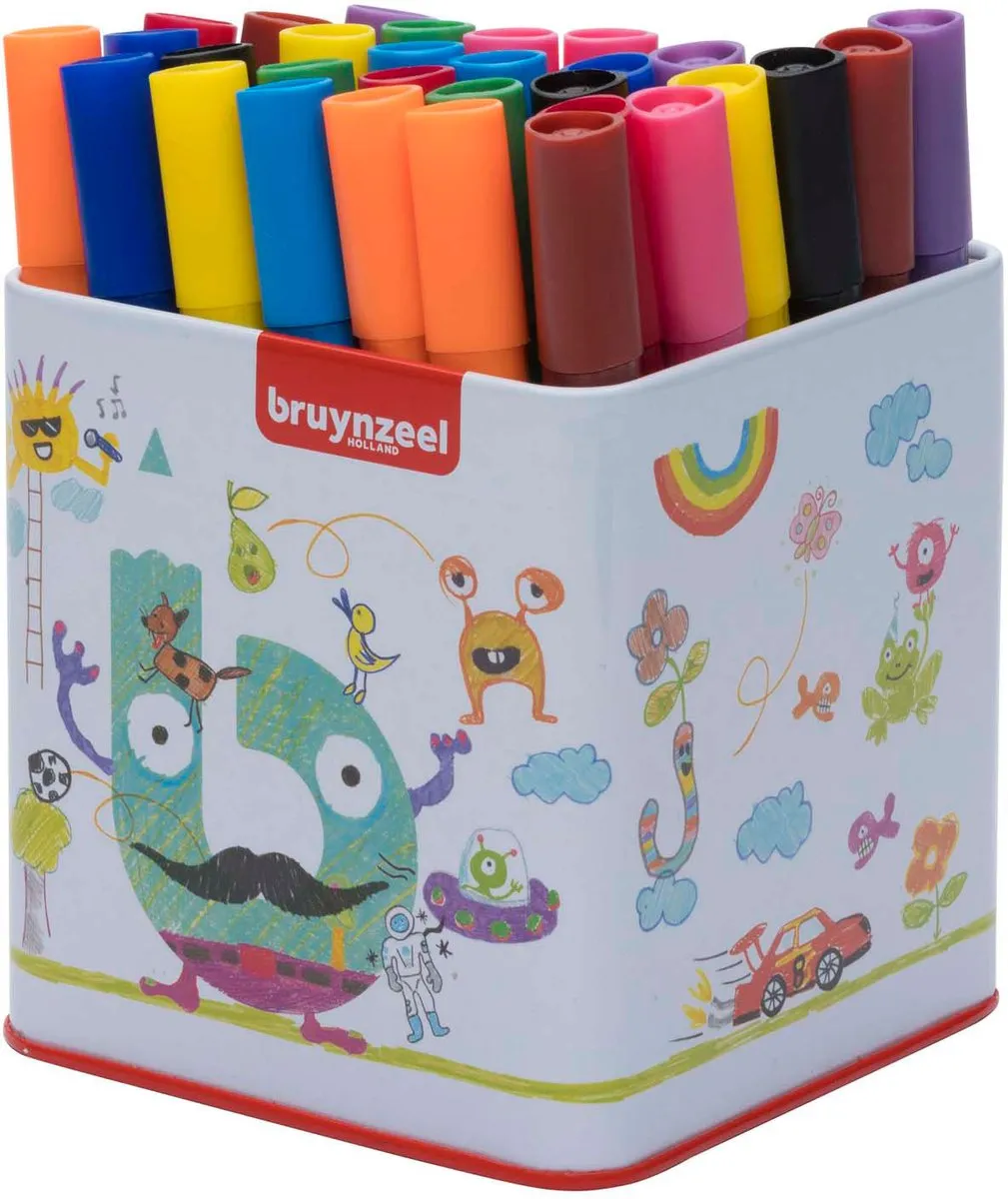 BRUYNZEEL Triple Blik Viltstiften - 50 Kleuren Multicolor