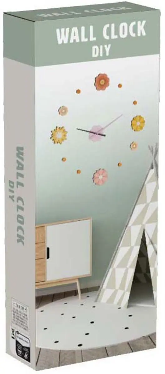 Koopman kinderklok 3D stickers wandklok multicolor decoratie.