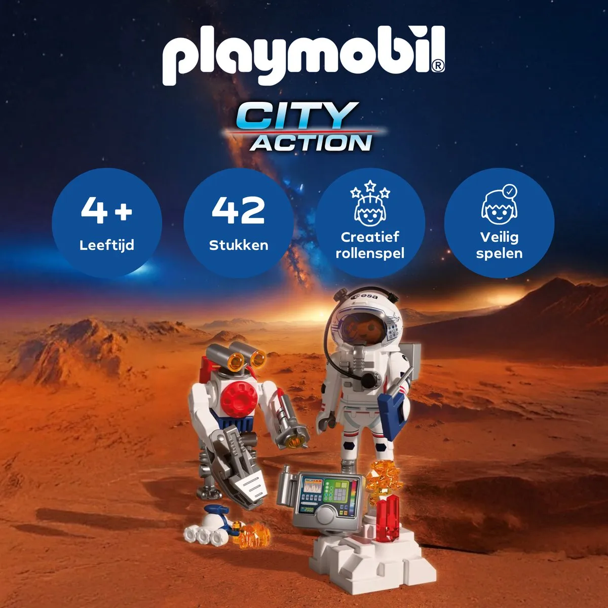 Playmobil Ruimte ESA Astronaut 72014 - Mars Crawler & Analysestation - 3 Steenmonsters