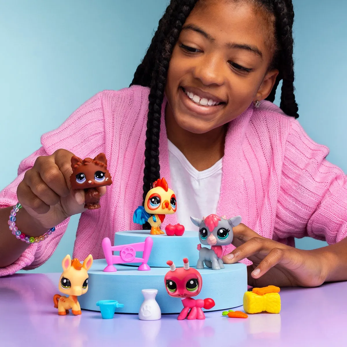 Bandai Littlest Pet Shop Boerderij Verzamelset - 5 Figuren - Multicolor