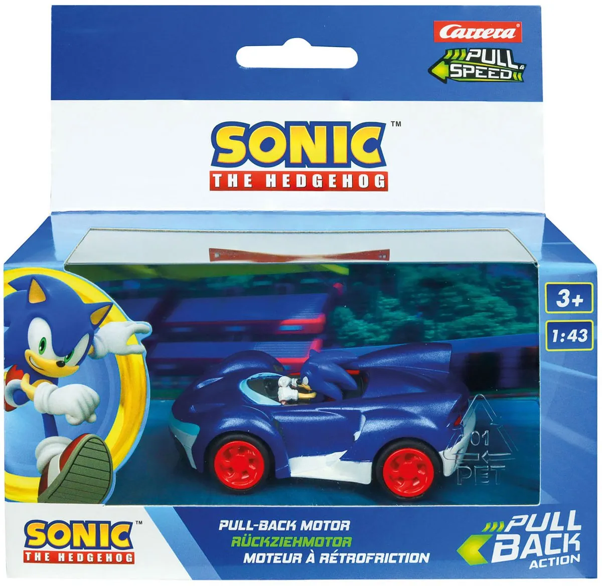 Carrera Sonic the Hedgehog Speed Star Pull-Back Auto 1:43 - Multi