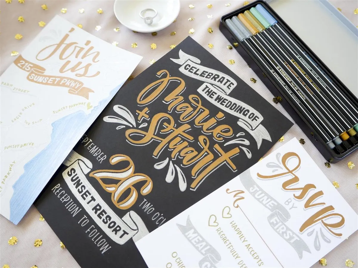 STABILO Pen 68 Metallic Viltstiften - 6 Stuks - 5 Kleuren
