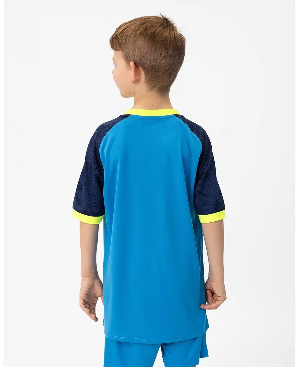 Jako Iconic Shirt Korte Mouw Kinderen 128 - Blauw/Marine/Fluogeel