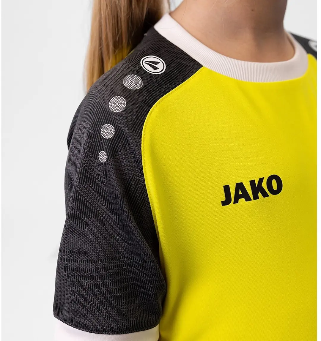 Jako Iconic Shirt Korte Mouw Kinderen 152 - Zachtgeel/Zwart
