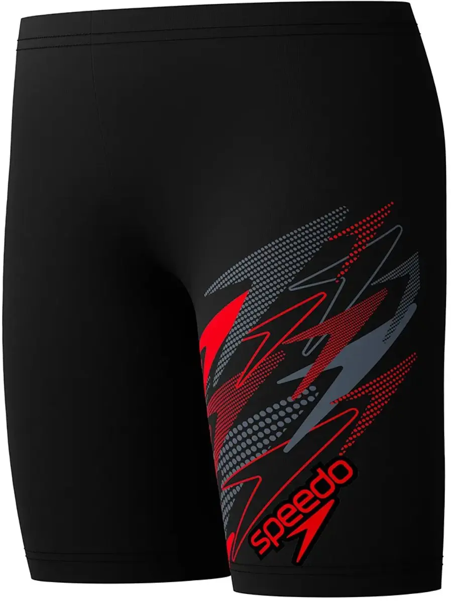 Speedo Medley Logo Jammer 7-8 Years - Zwart/rood
