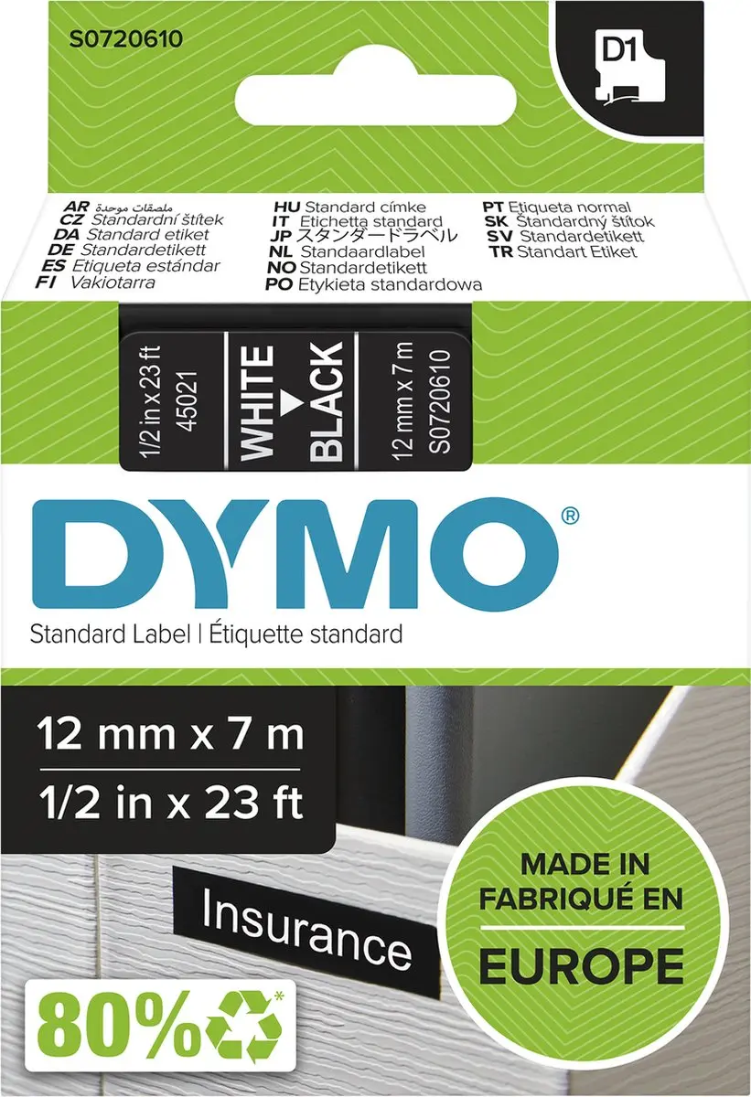 DYMO D1 S0720610 Zelfklevende Etiketten
