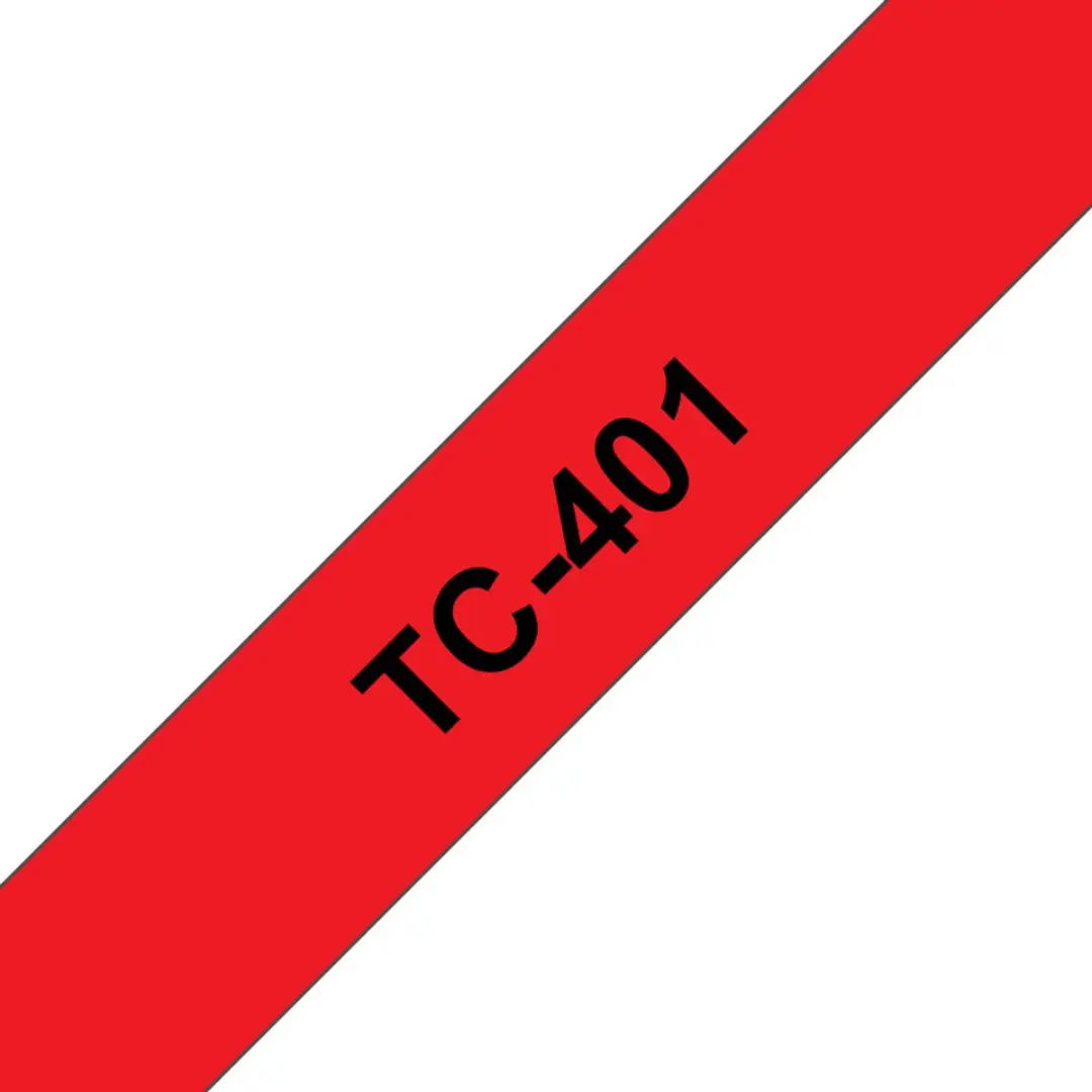 Brother TC-401 Transferband 12mm - Zwart/Rood