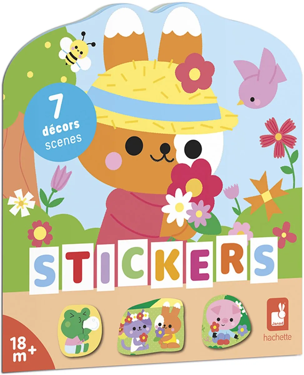 Janod Stickerboek Het Platteland - 12 Pagina's - 8 Stickerpagina's - Multicolor