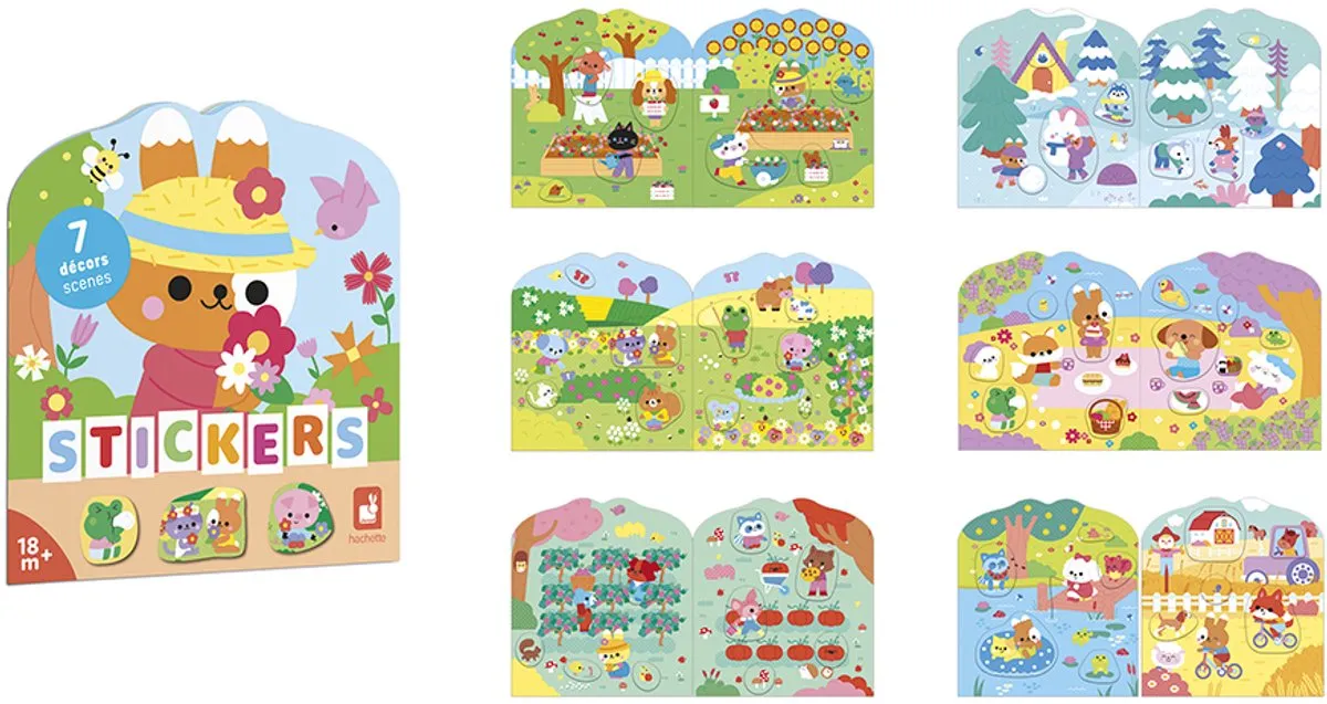 Janod Stickerboek Het Platteland - 12 Pagina's - 8 Stickerpagina's - Multicolor