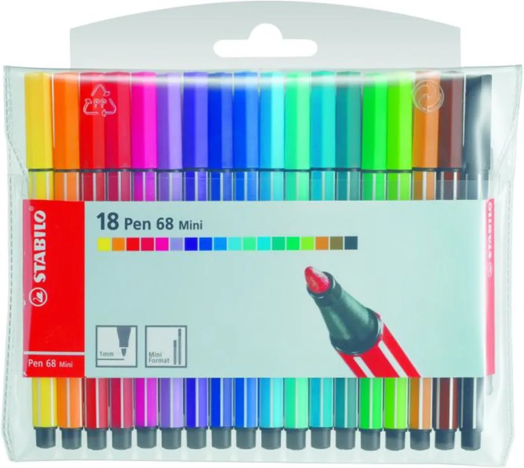 STABILO Pen 68 Mini 1mm - 15 Stuks - Meerkleurig