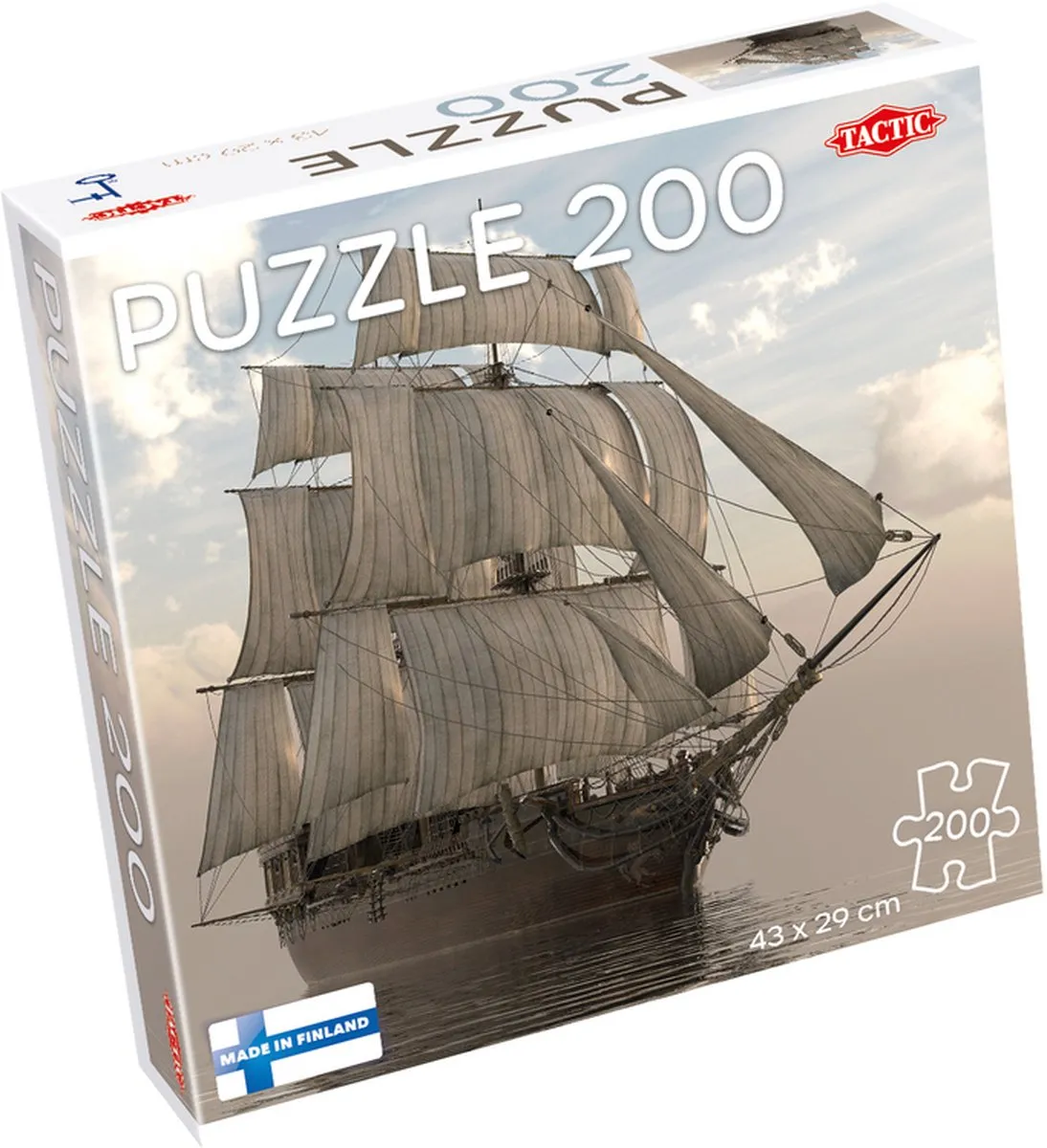 Tactic Sailboat at Sea Puzzel 200 Stuks - Scandinavisch Zeezicht