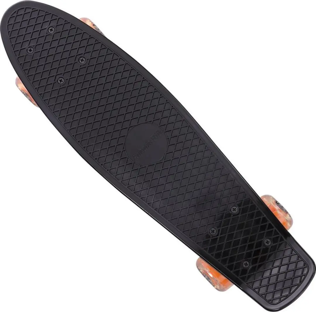 Skateboard Retro 57cm met LED wielen- zwart