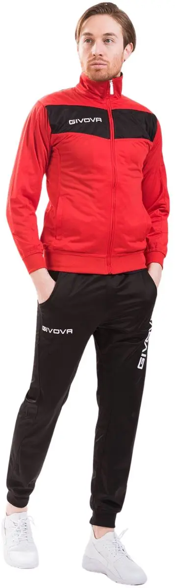 Givova Trainingspak Tuta Visa Triacetato Rood-Zwart