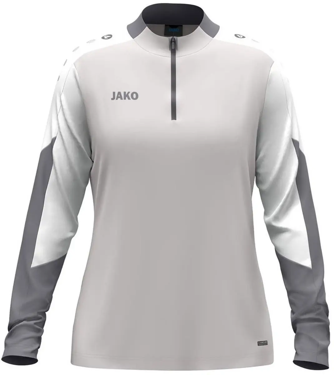 JAKO Dynamic Ziptop Dames - S - Lichtgrijs/Wit