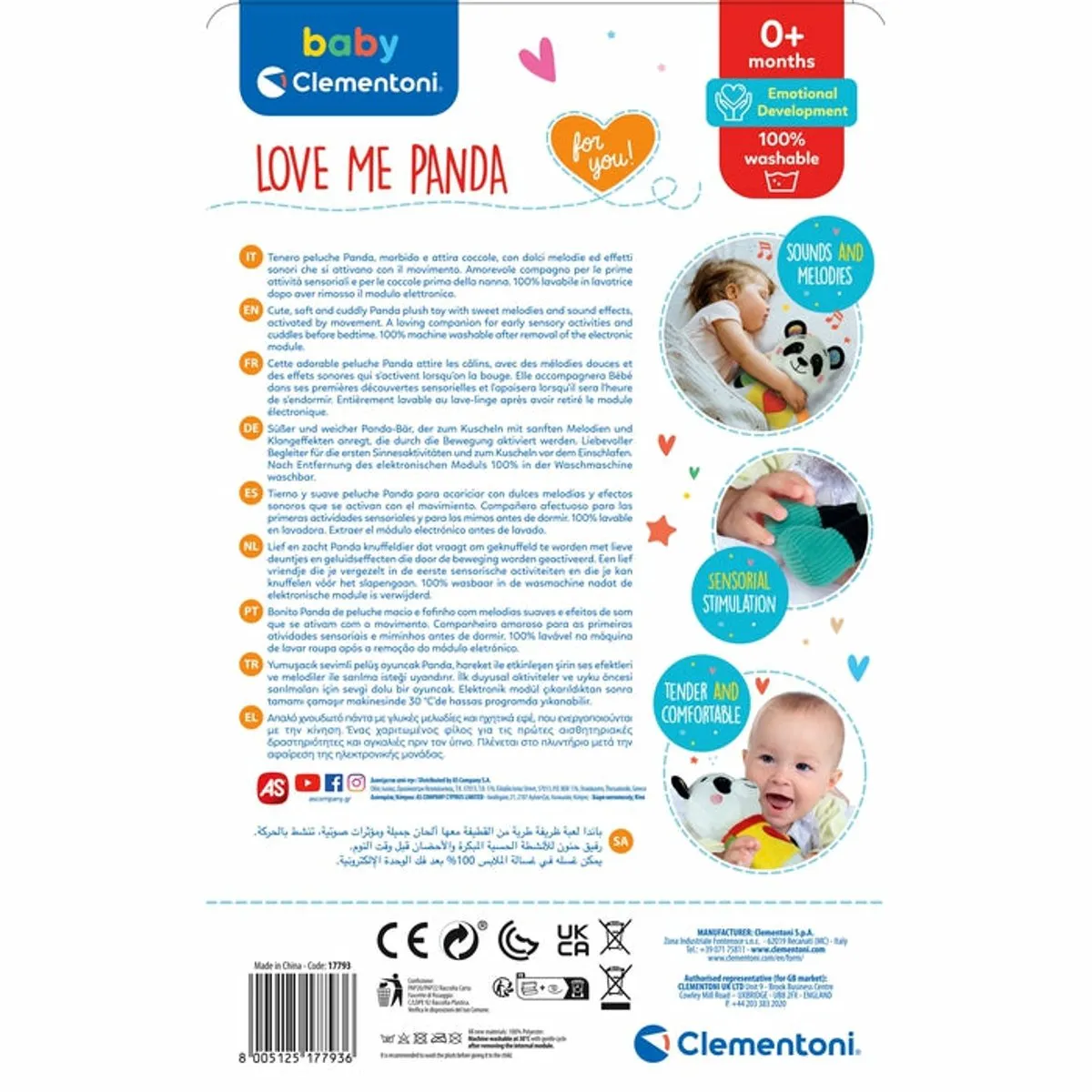 Clementoni Love Me Panda Interactieve Knuffel - Multicolor